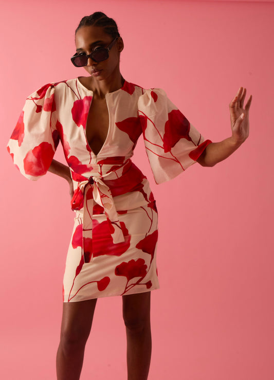 Floral silk cotton dress